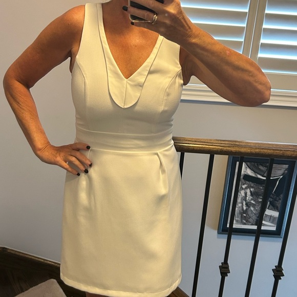 White Vera Moda stunning dress with faux leather trim. Excellent quality!! - Picture 9 of 15